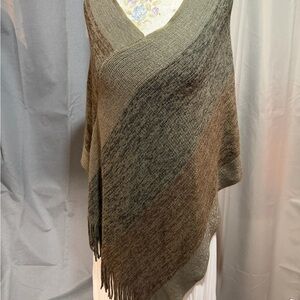 Olive Green Women's Sweater Poncho